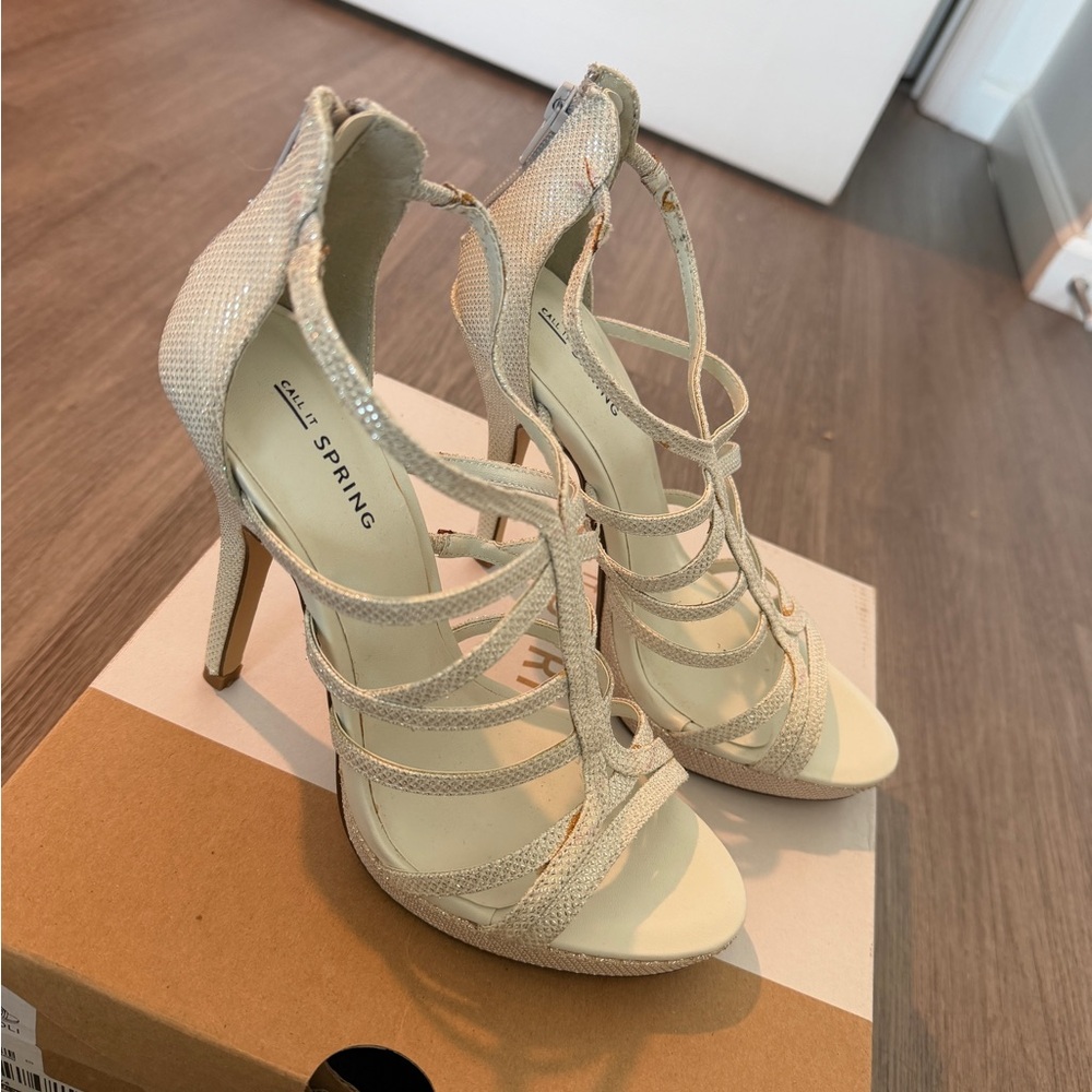 Call It Spring Beige Strappy Heels